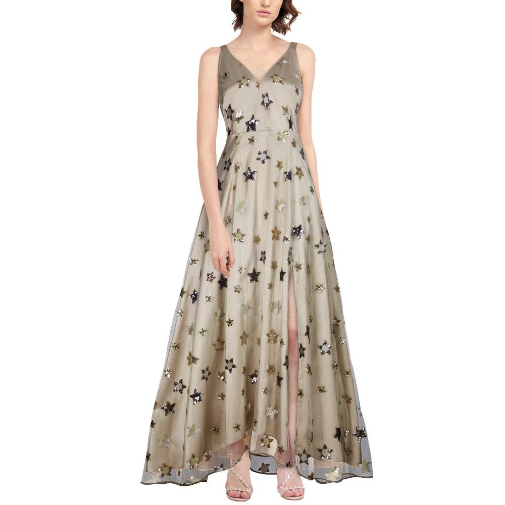 Sequin Star Strap Slit Dress